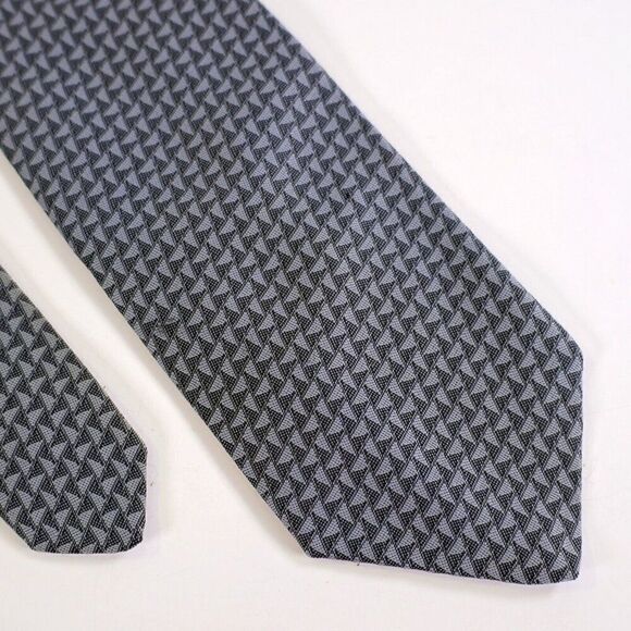 The Men's Store Gray Silk Geometric Polyester Tie - Picture 1 of 6